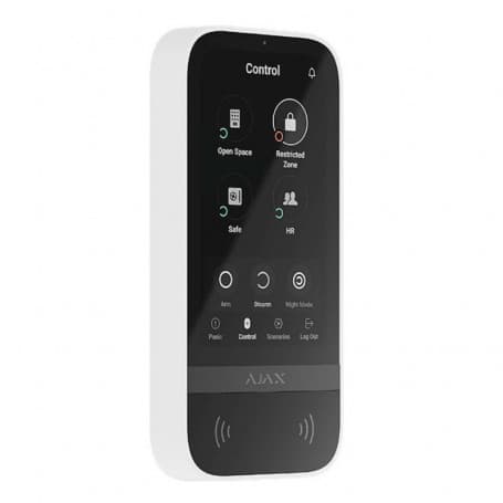 Clavier sans fil blanc avec écran tactile Ajax KeyPad TouchScreen Jeweller avec lecteur badge et authentification smartphone — AJAX image 1
