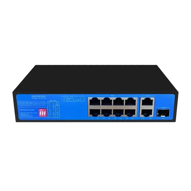 11 Port Gigabit PoE Switch, extend distance 300m