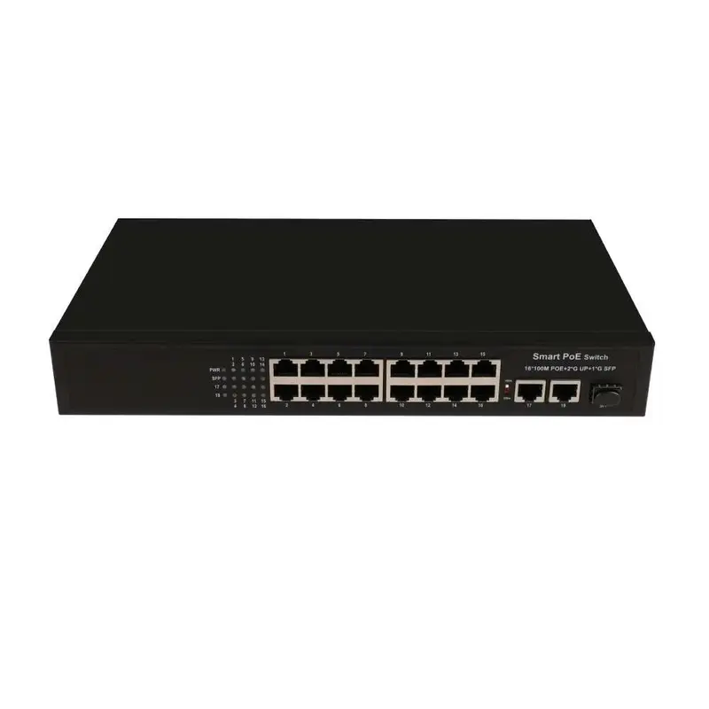 18 Ports 100M PoE Switch with 2 Giga*RJ45 +1*SFP Switch- extended distance 250m