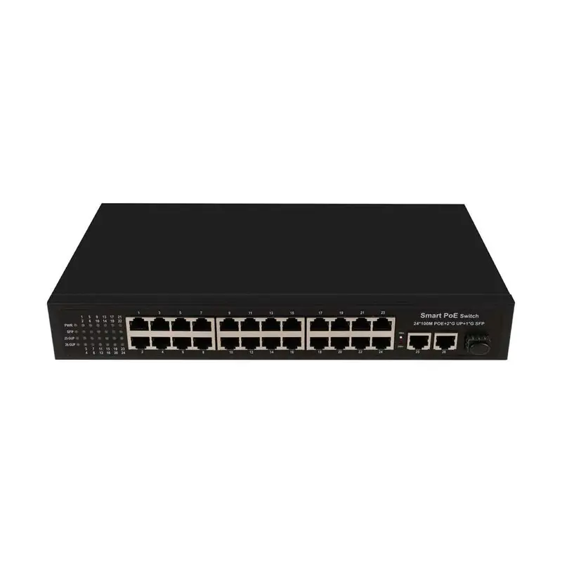26 Ports 100M PoE Switch with 2 Giga*RJ45 +1*SFP-extended distance 250m