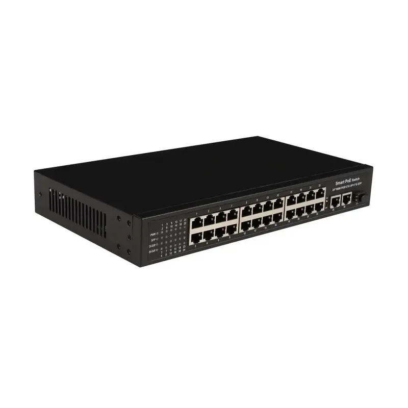26 Ports 100M PoE Switch with 2 Giga*RJ45 +1*SFP-extended distance 250m thumbnail 2