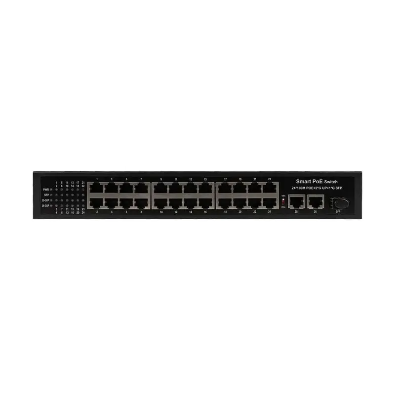 26 Ports 100M PoE Switch with 2 Giga*RJ45 +1*SFP-extended distance 250m thumbnail 3