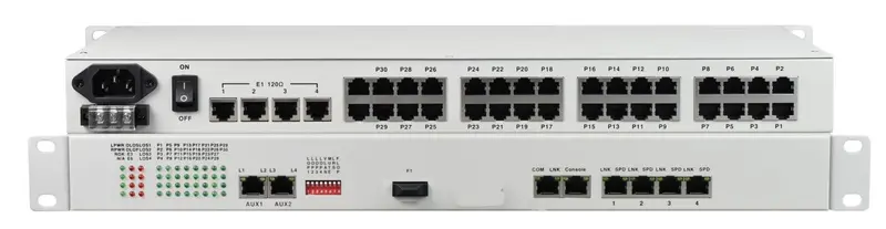 32Voice+4E1+4FE (physical isolation) Fiber Multiplexer