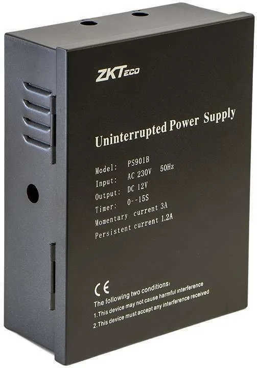 Alimentation Contrôle d'Accès ZKTeco 12V 3A avec Gestion Batterie