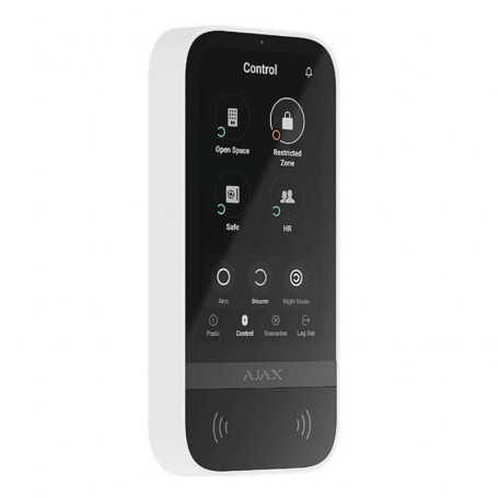 Clavier sans fil blanc avec écran tactile Ajax KeyPad TouchScreen Jeweller avec lecteur badge et authentification smartp