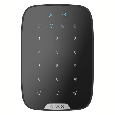 Clavier tactile sans fil noir Ajax Keypad Plus Jeweller avec lecteur de badge