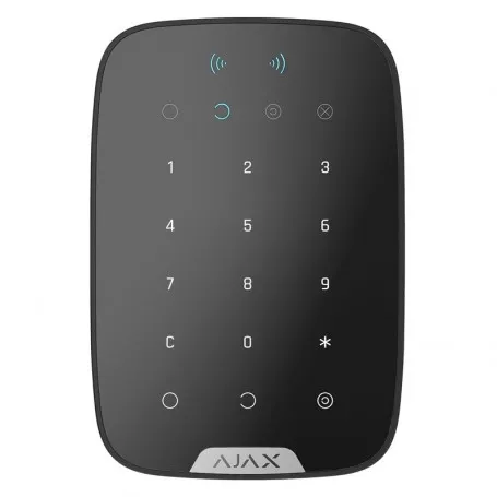 Clavier tactile sans fil noir Ajax Keypad Plus Jeweller avec lecteur de badge