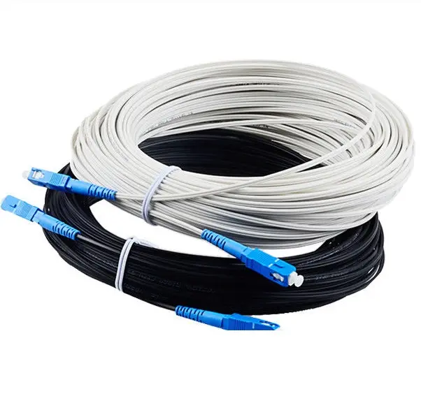 Drop cable exterieur, avec  autoporteur en acier