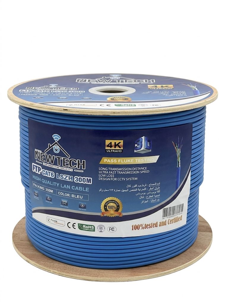 Câble FTP Cat6 NEWTECH 23 AWG LSZH CCA (Bleu, Gris, Orange)