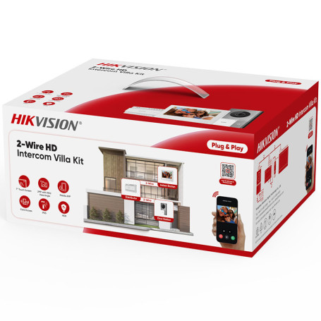 Kit interphone vidéo 2 fils antivandale full HD Hikvision DS-KIS705EY acier inoxydable audio bidirectionnel vision de nu