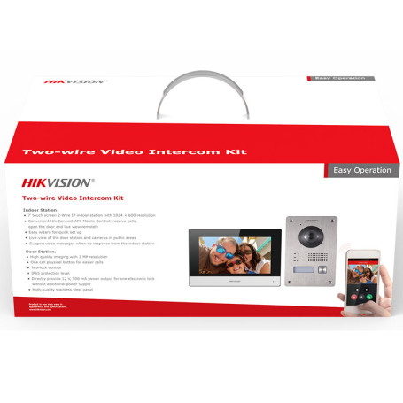 Kit interphone vidéo 2 fils full HD Hikvision DS-KIS703Y-P acier inoxydable angle 140° audio bidirectionnel vision de nu