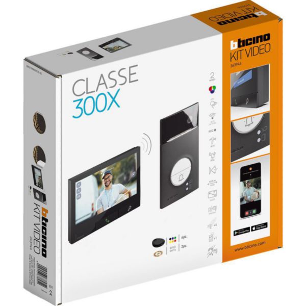 Kit Classe 300X avec boucle inductive - Noir + platine Linéa 3000 Noire avec badges