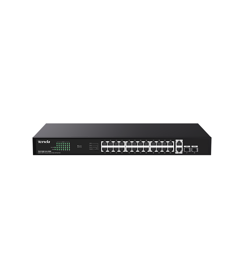 Switch Tenda TEG1128P-24-410W 410W 2SFP – Switch PoE+ Gigabit 28 Ports