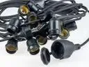 AV713 Guirlande Etanche (10m-15m) + 3m Extra Cable - 10x DOUILLES E27, IP54 Sans Lampes