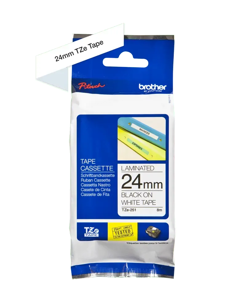BROTHER P-TOUCH TZe-251 24mm NOIR/BLANC