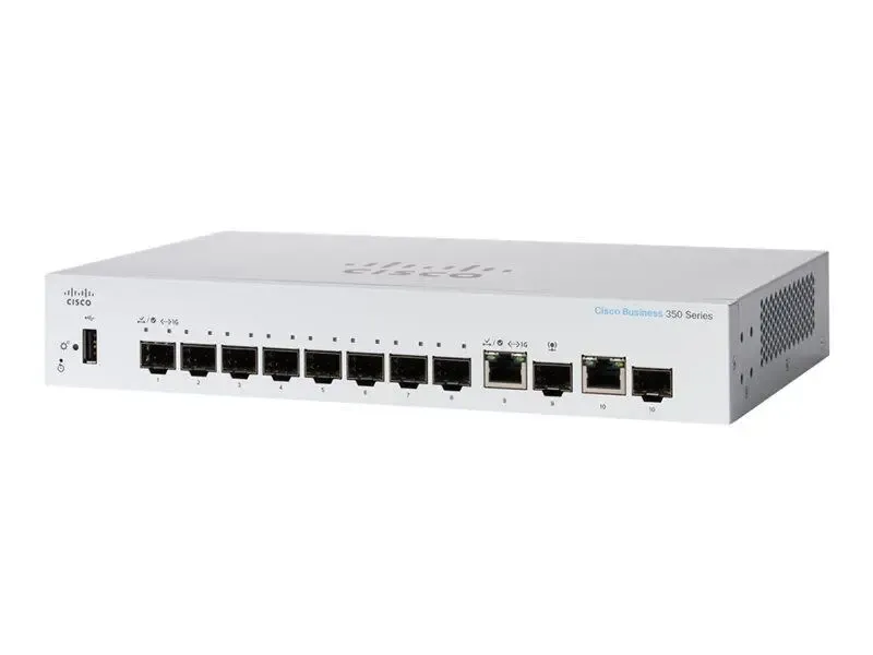 Cisco CBS350-8S-E-2G Cisco Business 350 Series Switch Manageable - L3 -- 8 x Gigabit SFP + 2 x combo Gigabit Ethernet / SFP Gigabit - Montable sur rack