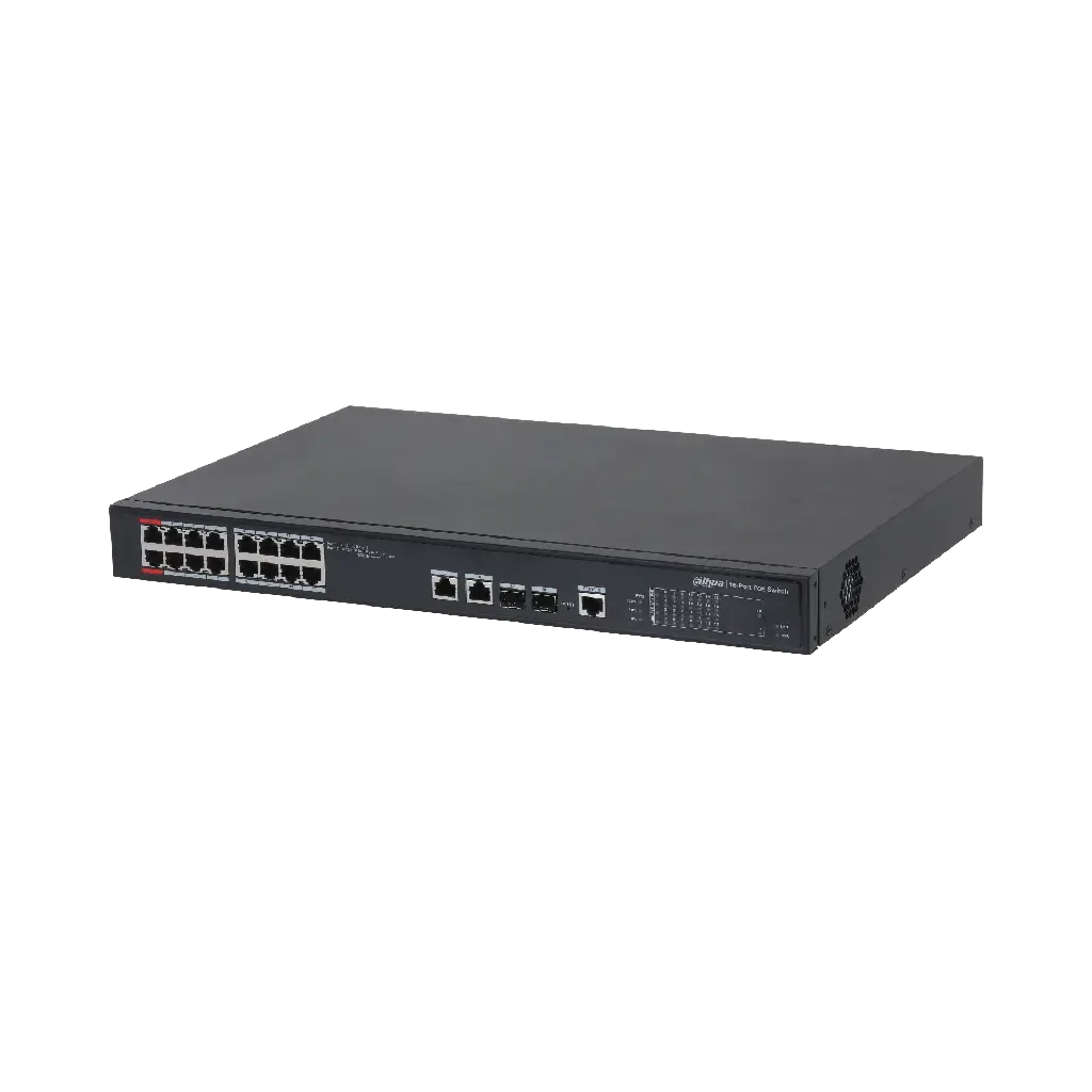 DAHUA PFS4218-16ET-190 Switch Managed 16 x 10/100 (PoE+) + 2 x Gigabit Uplink - 2x Gigabit SFP rack-mountable PoE+ (190 W)