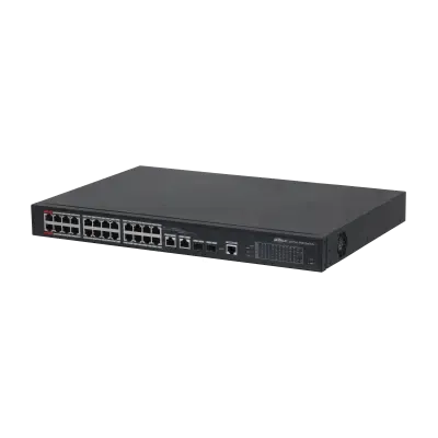 DAHUA PFS4226-24ET-240 - Switch Managed 24 x 10/100 (PoE+) + 2 x Gigabit Uplink - 2x Gigabit SFP rack-mountable PoE+ (240 W)