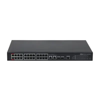 DAHUA PFS4226-24ET-360 - Switch Managed 24 x 10/100 (PoE+) + 2 x Gigabit Uplink - 2x Gigabit SFP rack-mountable PoE+ (360 W)