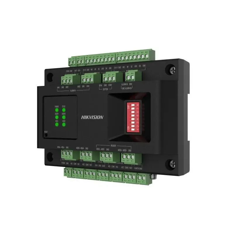 DS-K2M002X Module Supports 2 door control. It can connect with access controller via RS-485
