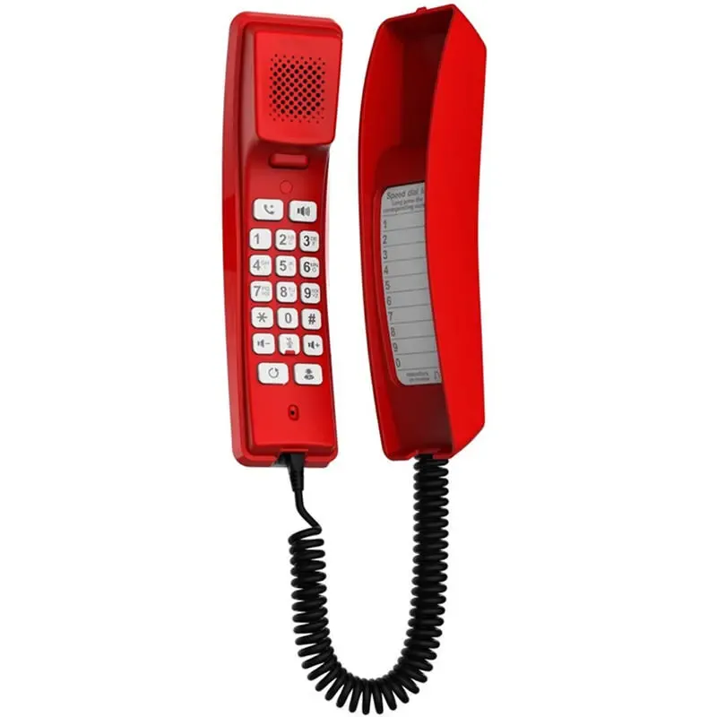 Fanvil - H2 Téléphone SIP mural filaire monobloc pour hôtels et bâtiments accueillant du public Rouge