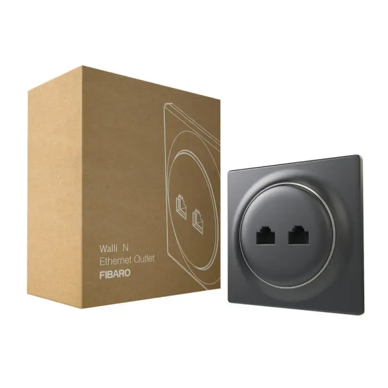 FIBARO FGWEEU-021-8 Prise murale 2 ports Ethernet Anthracide