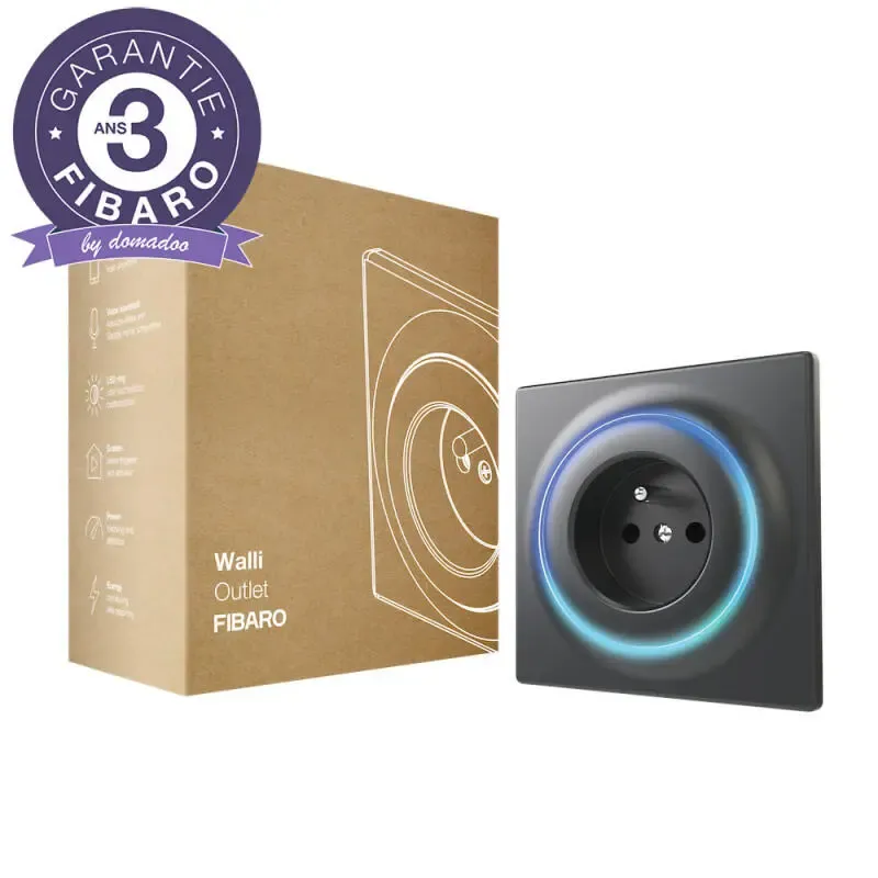 Fibaro FGWOE-011-8 Prise murale intelligente Walli Z-Wave type E Noir