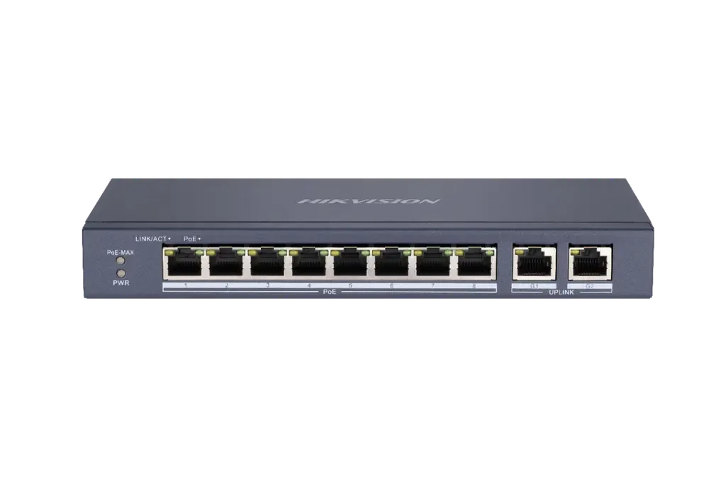 HIKVISION DS-3E0310P-E/M POE Switch 8 × 10/100Mbps PoE ports, and and 2 × Gigabit RJ45 port 60W