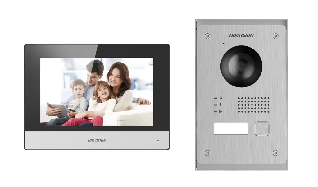 Hikvision DS-KIS703-P 2-Wires IP video intercom kit 1x call button Surface / flush mounting - Aluminium WIFI