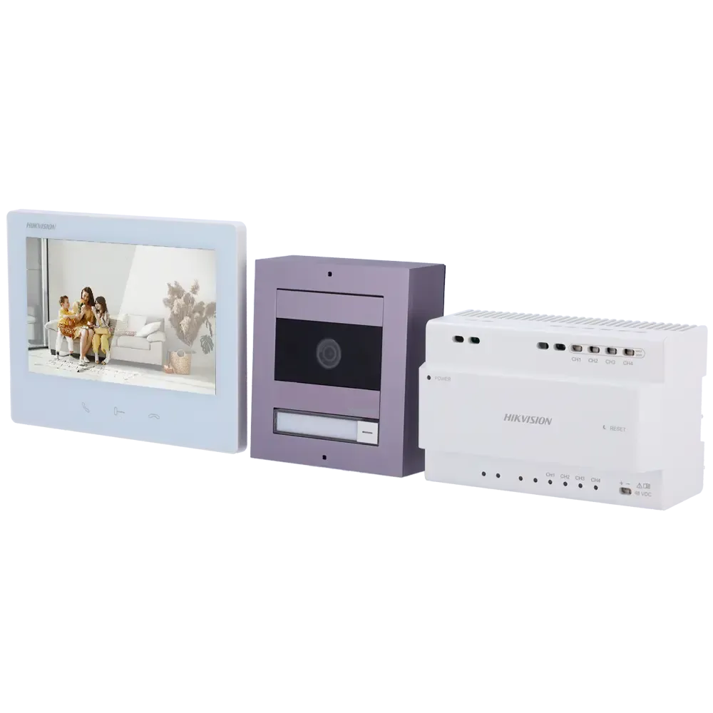 Hikvision DS-KIS704EY/Aluminum Kit d'interphone vidéo HD à 2 fil - 1 à 2 Bouton d'appel - 1x Moniteur Tactile WIFI Couleur 7'