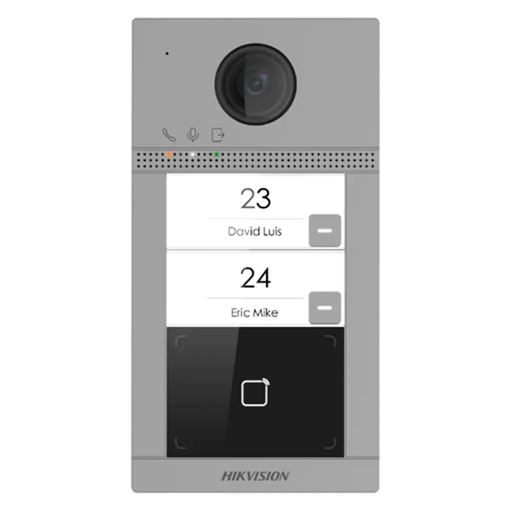 Hikvision DS-KV8213-WME1/S door station Surface Aluminum 2 x Button, PoE/ 12 VDC, Mifare card WIFI - 2 relay