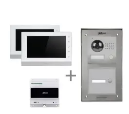 KIT04 Villa DAHUA 2X fils VTO2000-A - 2xBouton + 2x Moniteur 7' Tactile - PSU 24V
