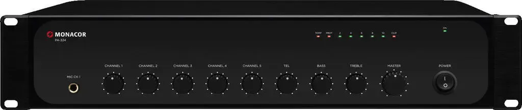 PA-324 -AMPLI MIXEUR PA 240WRMS 4 entrees symetriques Mic / Ligne / Mic 1 avec commutation prioritaire et talkover auto