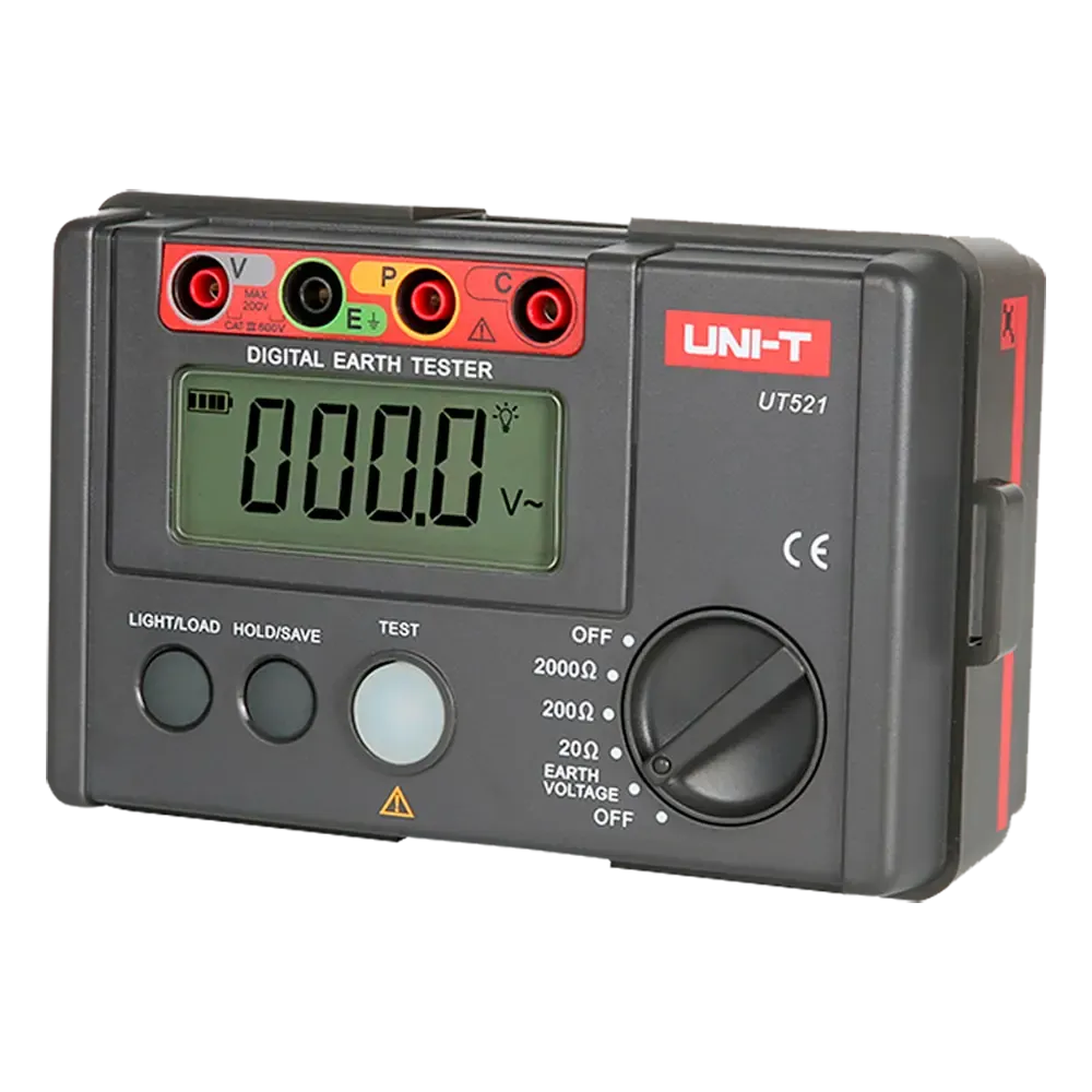 Uni-Trend - Mesureur de résistance de terre CAT III 600V - Affichage LCD jusqu'à 2000 comptes -