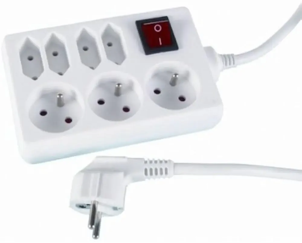 VT-1177-7 Cube Bloc multiprises 7X avec interrupteur et câble 1,5m blanc