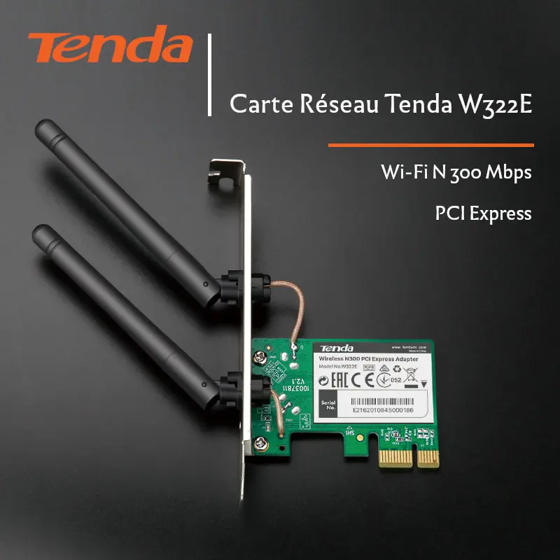 Tenda W322E Carte Réseau PCIe Wifi N 300 Mbps