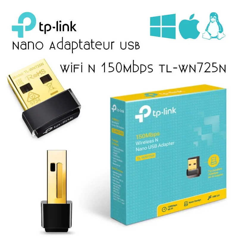 TP-Link Nano Adaptateur USB WiFi N 150Mbps TL-WN725N