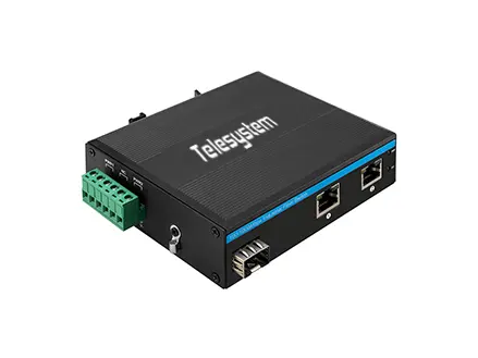 TS IF1F2-P     Industrial converter 10/100/1000M, 1xSFP fiber + 2 RJ45 with POE thumbnail 2